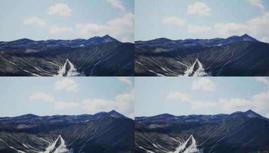 山脉与冰川的鸟瞰图高清在线视频素材下载