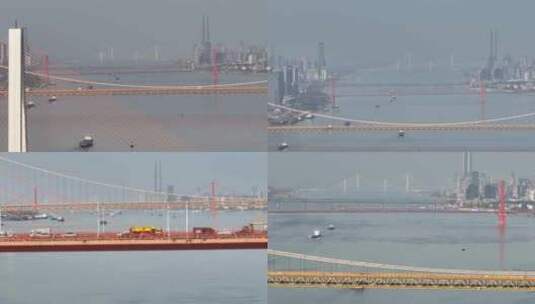 跨江大桥长焦航拍高清在线视频素材下载