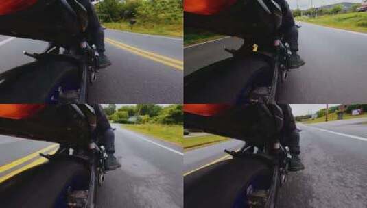 摩托车后车轮的视角高清在线视频素材下载