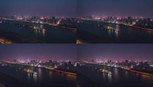 长沙_橘子洲头夜景航拍高清在线视频素材下载