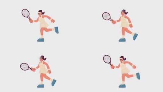 动画女孩网球运动员高清在线视频素材下载