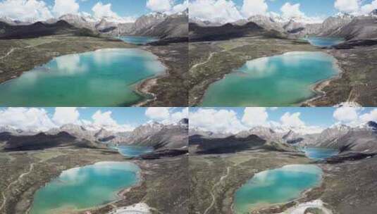 航拍西藏姊妹湖高清在线视频素材下载