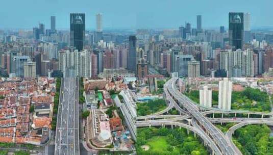 上海市黄浦区市区延安东路立交桥高架桥汽车高清在线视频素材下载