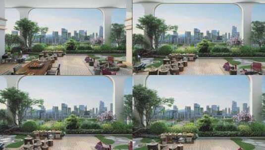 第四代住宅超大阳台景观漫游高清在线视频素材下载