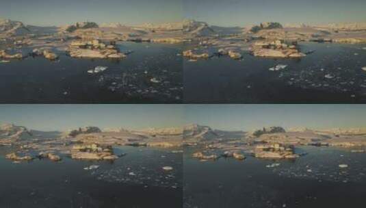 南极洲Vernadsky站日落鸟瞰高清在线视频素材下载