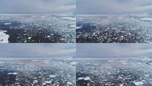 南极洲冰冻海洋上空的空中飞行。高清在线视频素材下载