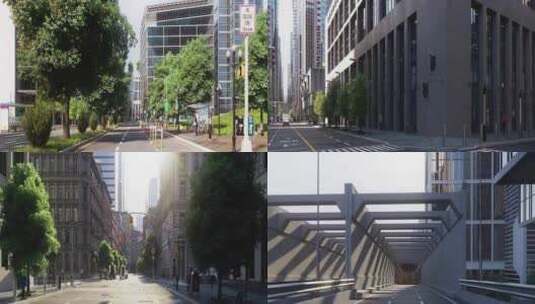 未来城市繁华都市街头道路公路漫游高清在线视频素材下载