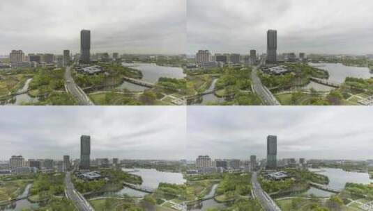 上海嘉定区嘉定新城阴天城市风光云延时高清在线视频素材下载