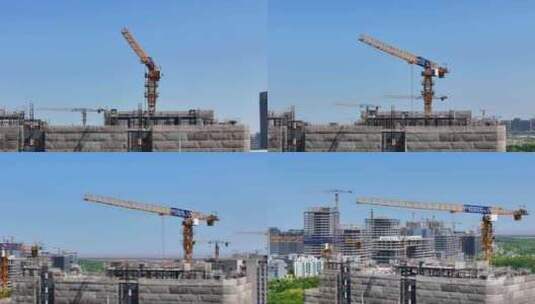上海临港新片区大开发建设工地 吊机高清在线视频素材下载