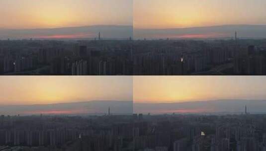 早晨成都最高楼蜀峰468与城市大范围航拍高清在线视频素材下载
