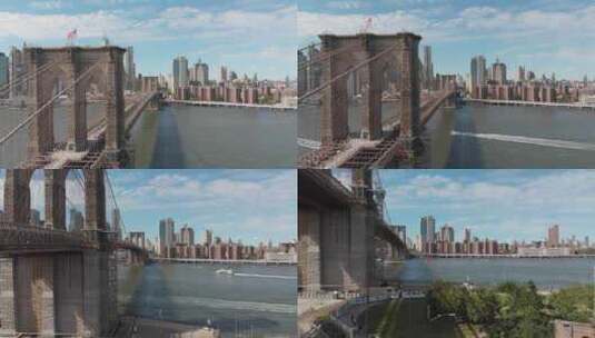 美国纽约布鲁克林大桥航拍高清在线视频素材下载
