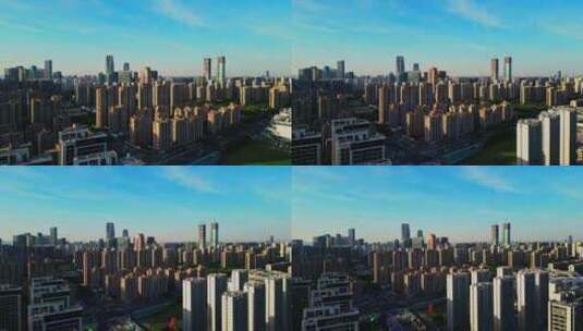 航拍杭州萧山世纪城地标建筑印象城城市风光高清在线视频素材下载