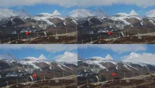 西藏山南洛扎秘境库拉岗日边境徒步航拍高清在线视频素材下载