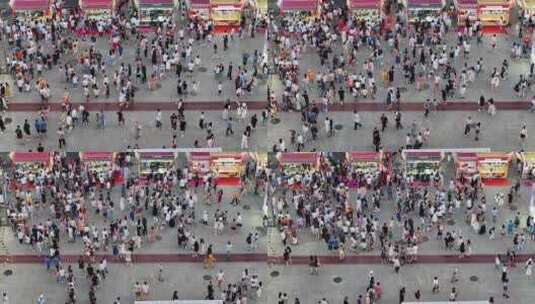 航拍视角青岛台东步行街高清在线视频素材下载