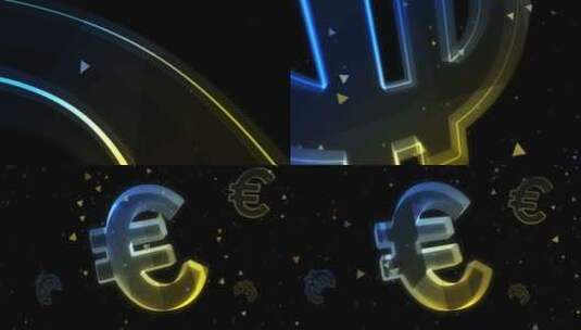 欧元符号环路数字概念高清在线视频素材下载