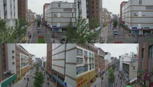 湖北荆门中天街步行商业街航拍高清在线视频素材下载