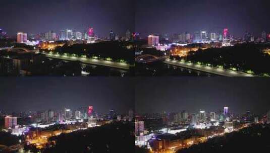 航拍安徽合肥夜景合肥老城区夜景高清在线视频素材下载