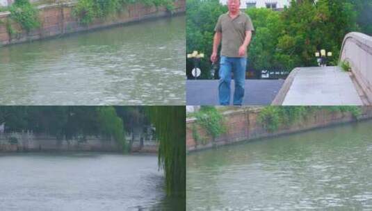 江苏苏州寒山寺江南水乡下雨季游客风景风光高清在线视频素材下载