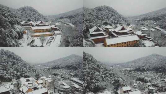 杭州法喜寺雪景浙江雪景古建筑雪景高清在线视频素材下载