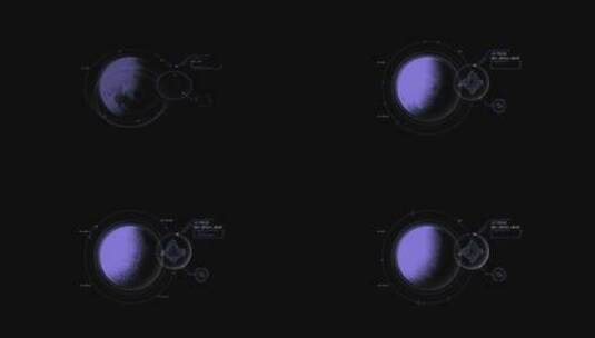 具有科学信息图表的HUD元素旋转月球高清在线视频素材下载