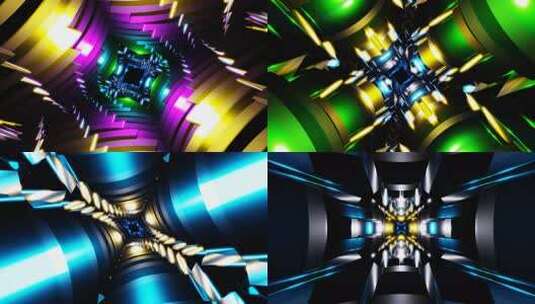 带光反射vj循环的无尽赛博隧道高清在线视频素材下载