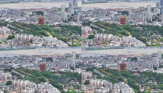 晴天航拍武汉城市历史文化地标黄鹤楼古建筑高清在线视频素材下载