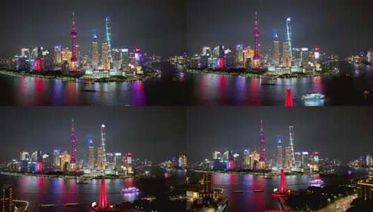 上海陆家嘴全景 夜景航拍高清在线视频素材下载