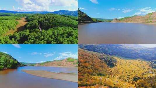 哀牢山九天湿地水库美景4K航拍高清在线视频素材下载