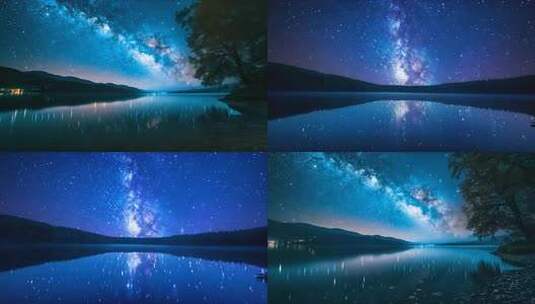 唯美星空夜景空镜 银河系星座 斗转星移高清在线视频素材下载