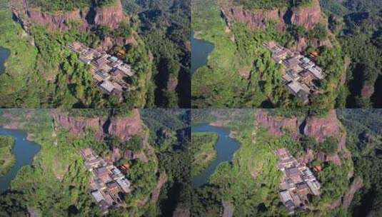 航拍韶关丹霞地貌 丹霞山阳元峰长老峰景区高清在线视频素材下载