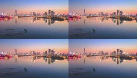 南京夜景航拍 玄武湖 4K延时摄影高清在线视频素材下载