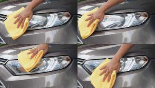 擦车洗车清洁车辆高清在线视频素材下载