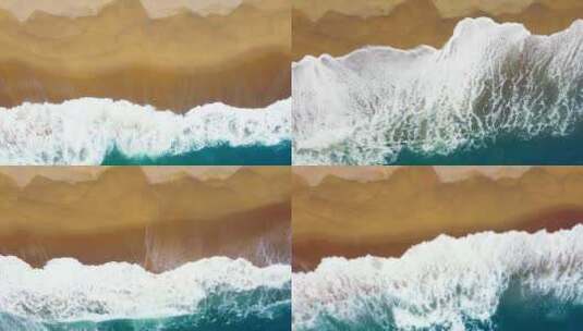 海浪拍向沙滩的特写慢动作镜头高清在线视频素材下载