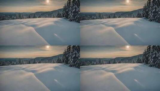 冬天雪地特写雪天风景下雪风光唯美冬季雪景高清在线视频素材下载