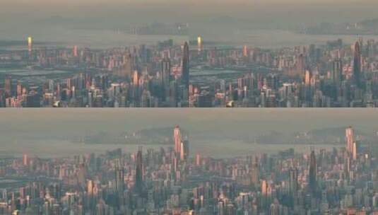 航拍深圳城市建筑光影高清在线视频素材下载