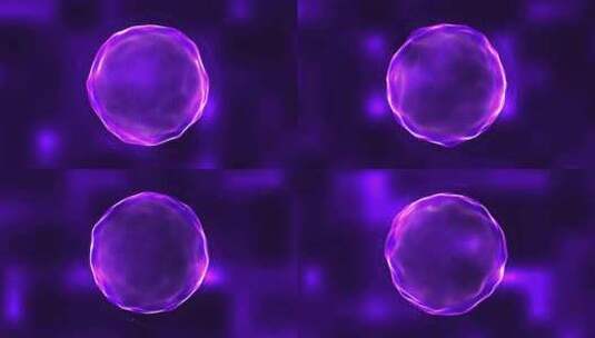 紫色高科技领域与发光粒子在球体3d动画高清在线视频素材下载