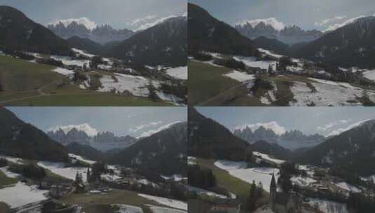 意大利多洛米蒂白雪覆盖的山峰圣塔玛达莱纳高清在线视频素材下载