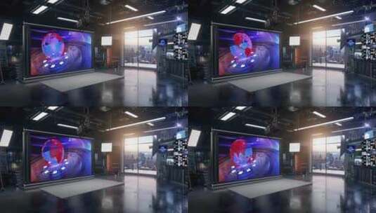3D虚拟新闻工作室Ac背景循环2高清在线视频素材下载