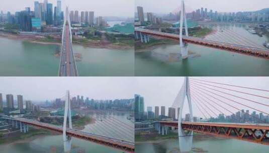 重庆嘉陵江大桥航拍高清在线视频素材下载