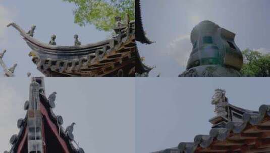 原创江南古建筑屋檐雕塑特写合集4K-1高清在线视频素材下载