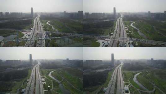 湖北省武汉市高新四路航拍4k高清在线视频素材下载