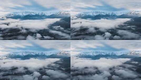 中国西藏高海拔航拍雪山云海自然风景高清在线视频素材下载