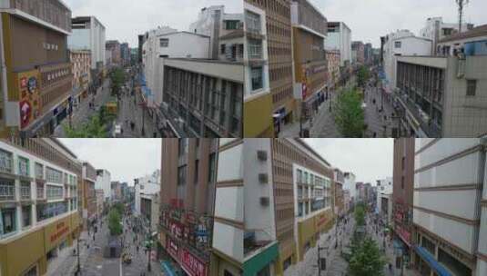湖北荆门中天街步行商业街航拍高清在线视频素材下载