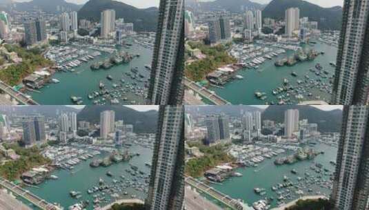 海港，丘陵，码头，摩天大楼高清在线视频素材下载