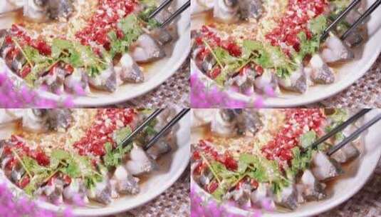 国宴鲜嫩鱼肉孔雀开屏鱼高清在线视频素材下载