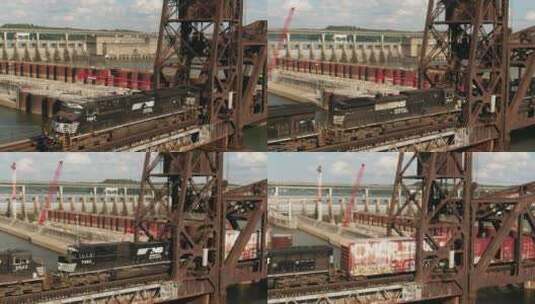 火车穿过铁路桥高清在线视频素材下载