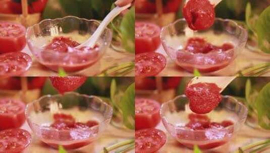 勺子舀起西红柿酱番茄沙司 (7)高清在线视频素材下载