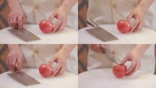 厨师切番茄 (1)高清在线视频素材下载