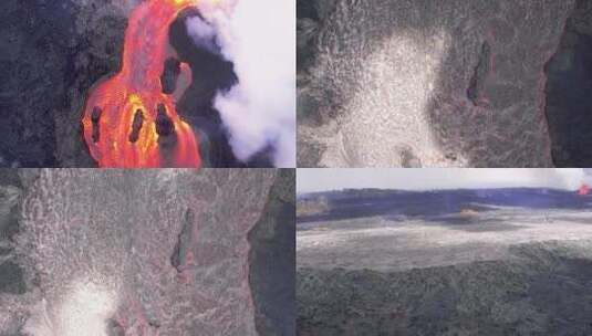 航拍火山爆发的巨大熔岩景观高清在线视频素材下载