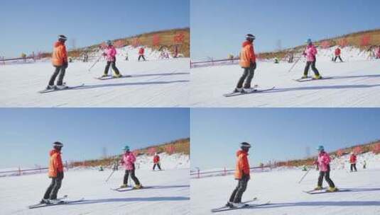 学习滑雪高清在线视频素材下载
